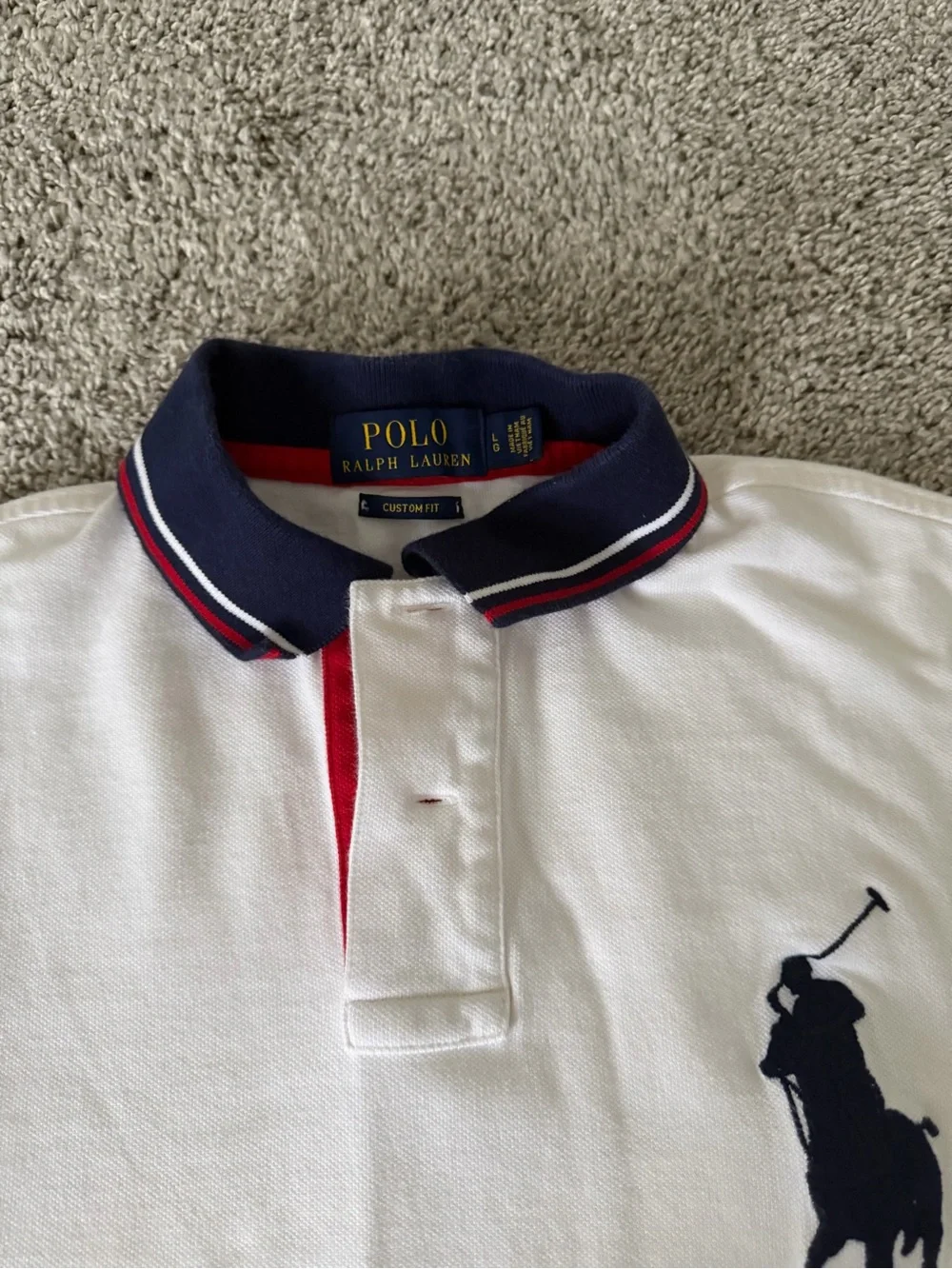 Ralph Lauren Big Pony Custom Fit White Polo Shirt